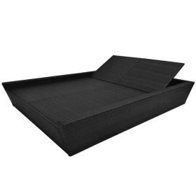 vidaXL Patio Lounge Bed with Cushion Poly Rattan Black